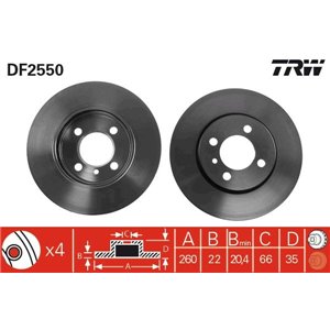 DF2550 Brake Disc TRW - Top1autovaruosad