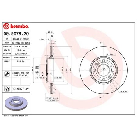 09.9078.21 Brake Disc BREMBO