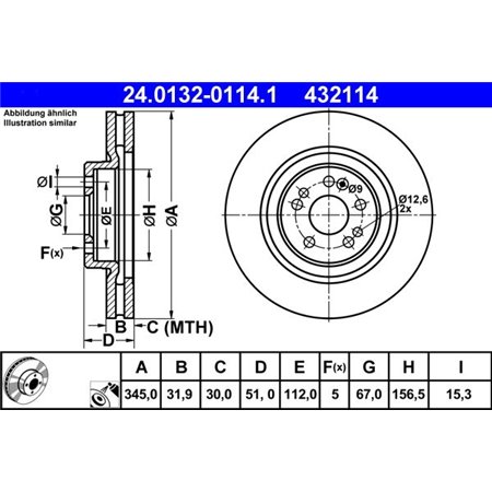 24.0132-0114.1 Bromsskiva ATE