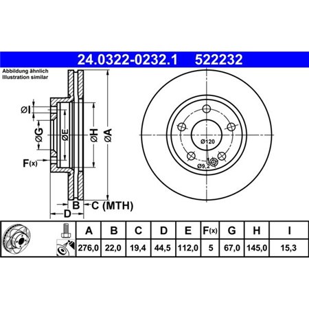 24.0322-0232.1 Brake Disc ATE