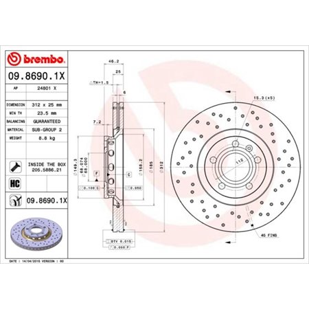 09.8690.1X Brake Disc BREMBO