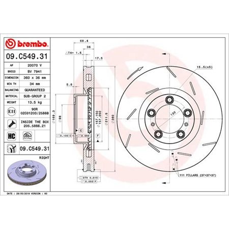 09.C549.31 Jarrulevy BREMBO