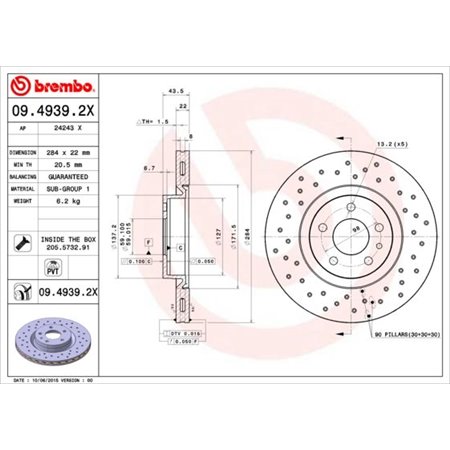 09.4939.2X Brake Disc BREMBO