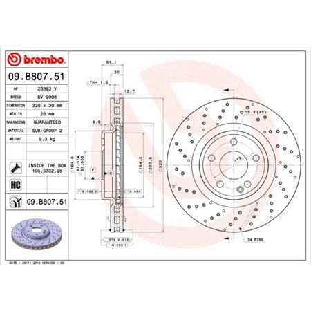 09.B807.51 Brake Disc BREMBO