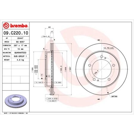 09.C220.10 Brake Disc BREMBO