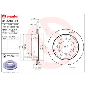 09.A334.21 Тормозной диск BREMBO     