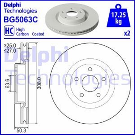 BG5063C Тормозной диск DELPHI