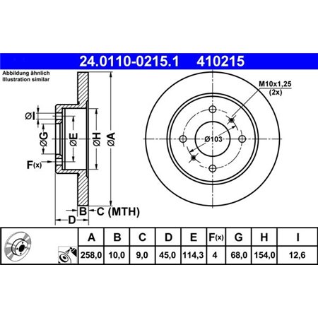 24.0110-0215.1 Bromsskiva ATE