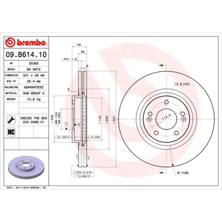 09.B614.10 Brake Disc BREMBO