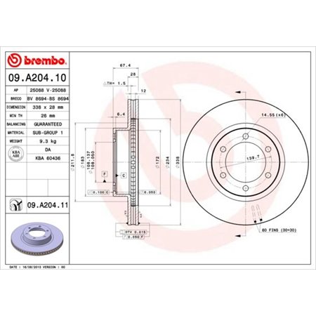 09.A204.11 Brake Disc BREMBO