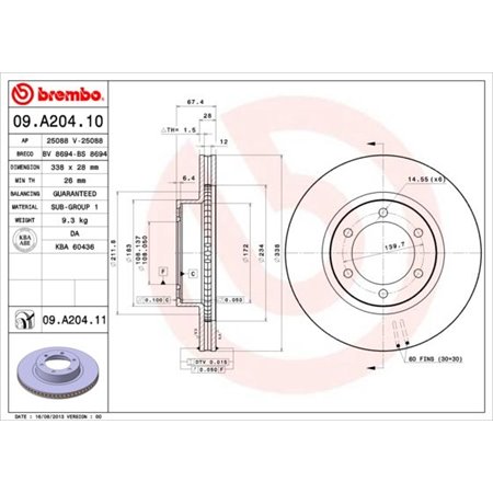 09.A204.11 Тормозной диск BREMBO