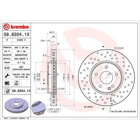 09.8304.1X Bromsskiva BREMBO