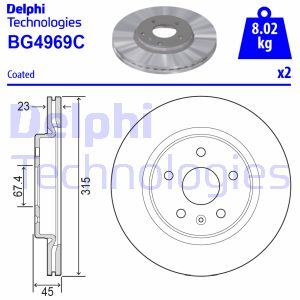BG4969C Тормозной диск DELPHI     