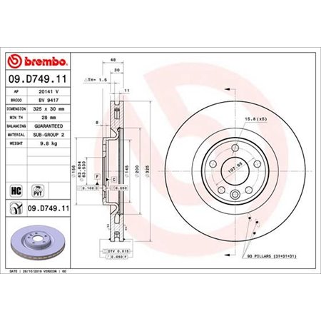 09.D749.11 Brake Disc BREMBO