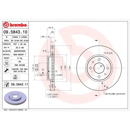 09.5843.11 Тормозной диск BREMBO