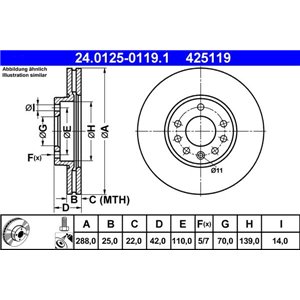 24.0125-0119.1 Тормозной диск ATE - Top1autovaruosad