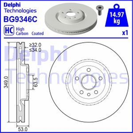 BG9346C Bromsskiva DELPHI