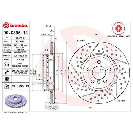 09.C395.13 Brake Disc BREMBO