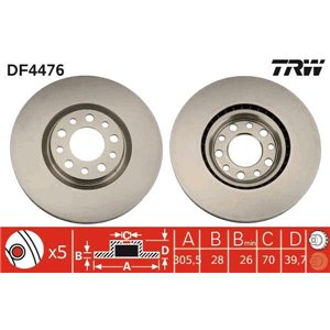 DF4476 Brake Disc TRW - Top1autovaruosad