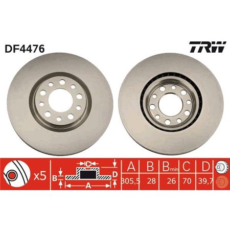DF4476  Brake disc TRW 