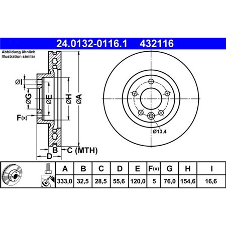 24.0132-0116.1 Bromsskiva ATE