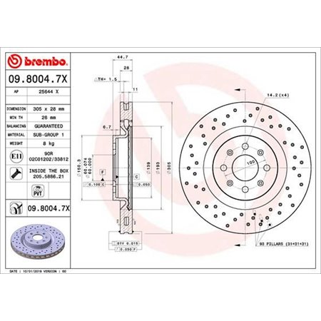 09.8004.7X Brake Disc BREMBO