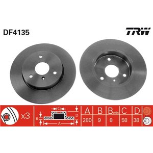 DF4135 Brake Disc TRW - Top1autovaruosad