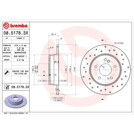 08.5178.3X Brake Disc BREMBO