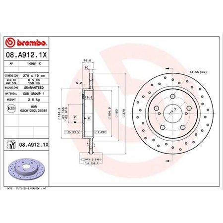 08.A912.1X Brake Disc BREMBO