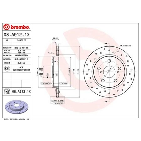08.A912.1X Тормозной диск BREMBO