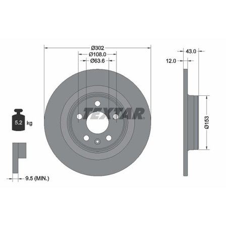 92295105  Brake disc TEXTAR 