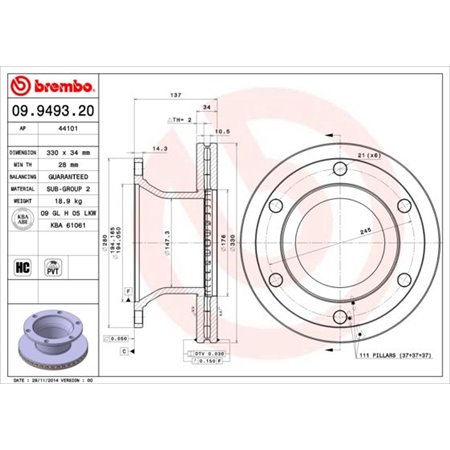 09.9493.20 Тормозной диск BREMBO