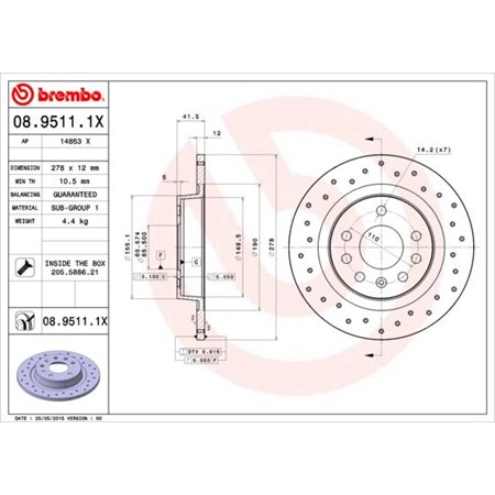 08.9511.1X Jarrulevy BREMBO