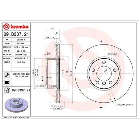 09.B337.21 Тормозной диск BREMBO