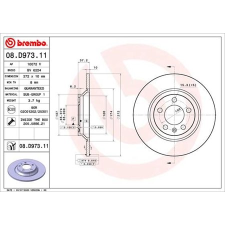 08.D973.11 Brake Disc BREMBO