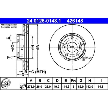 24.0126-0148.1 Brake Disc ATE