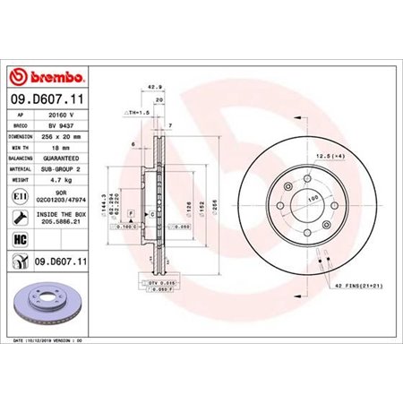 09.D607.11 Brake Disc BREMBO