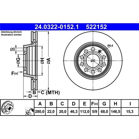 24.0322-0152.1 Brake Disc ATE