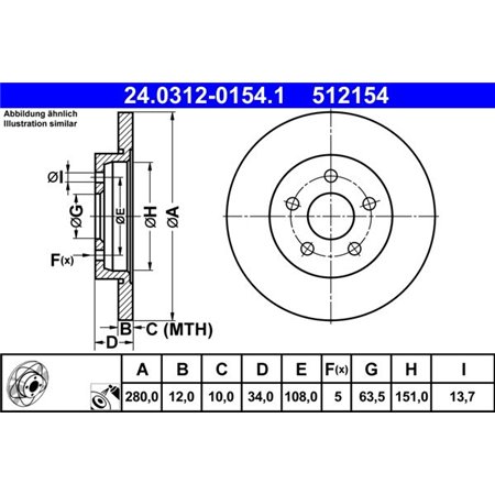 24.0312-0154.1 Тормозной диск ATE