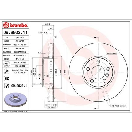 09.9923.11 Bromsskiva BREMBO