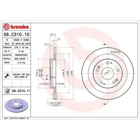 08.C310.11 Bromsskiva BREMBO