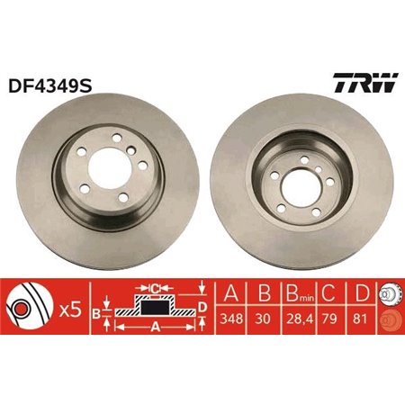DF4349S Тормозной диск TRW