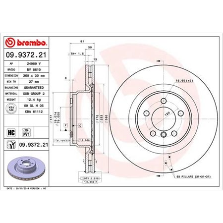 09.9372.21 Bromsskiva BREMBO