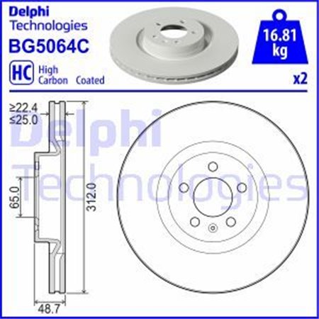 BG5064C Bromsskiva DELPHI