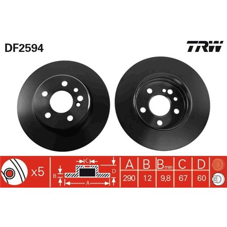DF2594 Тормозной диск TRW
