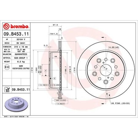 09.B453.11 Тормозной диск BREMBO