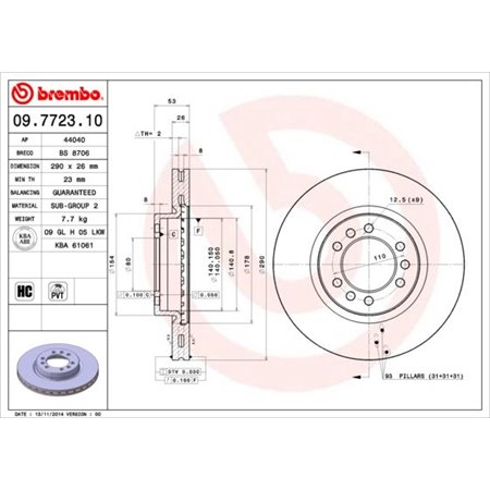 09.7723.10 Bromsskiva BREMBO