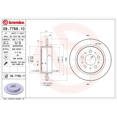 08.7768.10 Piduriketas BREMBO