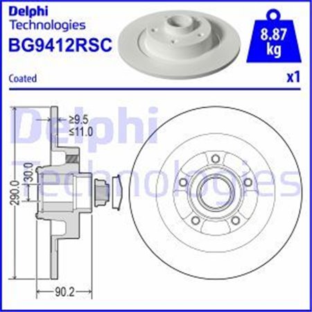 BG9412RSC Тормозной диск DELPHI