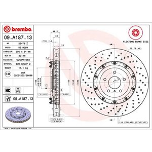 09.A187.13 Тормозной диск BREMBO     